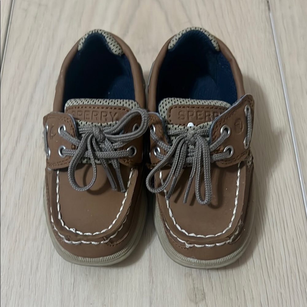3 years old boy Sperry Brown Moccasins with Classic Stitching